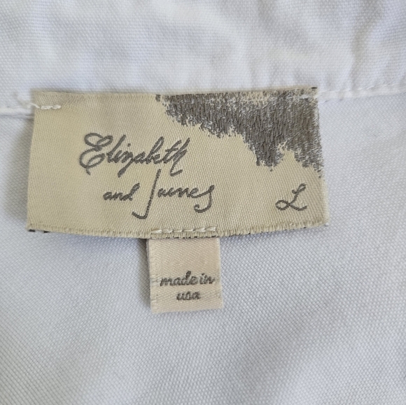 Elizabeth and James Zip Back Cohen 100% cotton White Shirt size Large - Picture 14 of 16